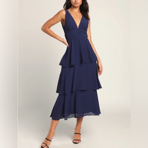 Lulus Dresses & Skirts - Lulus Celebration Time Tiered Ruffle Chiffon Dress Size Small